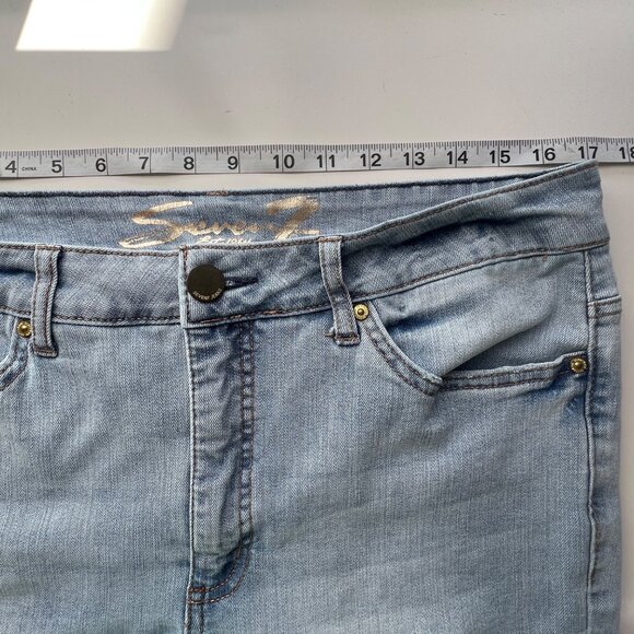 Seven7 Light Wash High Rise Slim Straight Denim Blue Jeans Womens Size 14 - Picture 7 of 9